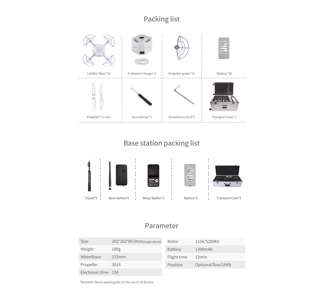 Litebee Star - 10 Pack with Case & Base Station