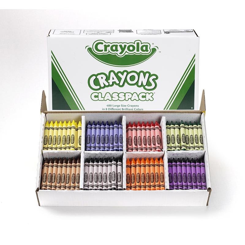 Crayola Crayons Classpack - Large Size, 8 Colors, 400 Count