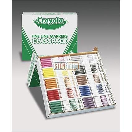 Crayola Washable Marker Classroom Set, Fine Tip, 10 Assorted Colors, Set of  200