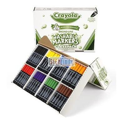 Crayola Washable Markers Classpack - Broad Line, 8 Colors, 200 Count, Crayola