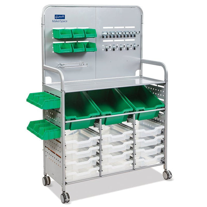 Gratnells MakerSpace Cart with 3 Deep & 12 Shallow Trays - Gratnells - STEMfinity