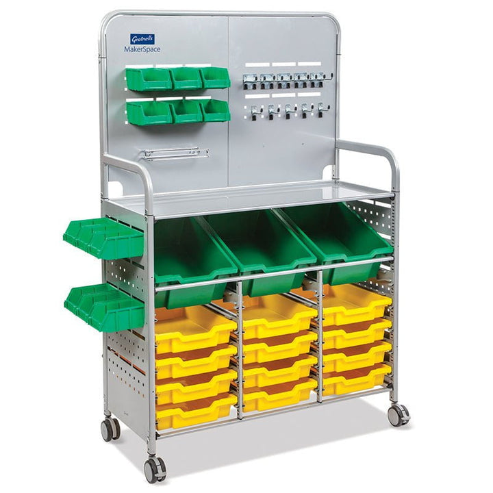 Gratnells MakerSpace Cart with 3 Deep & 12 Shallow Trays - Gratnells - STEMfinity