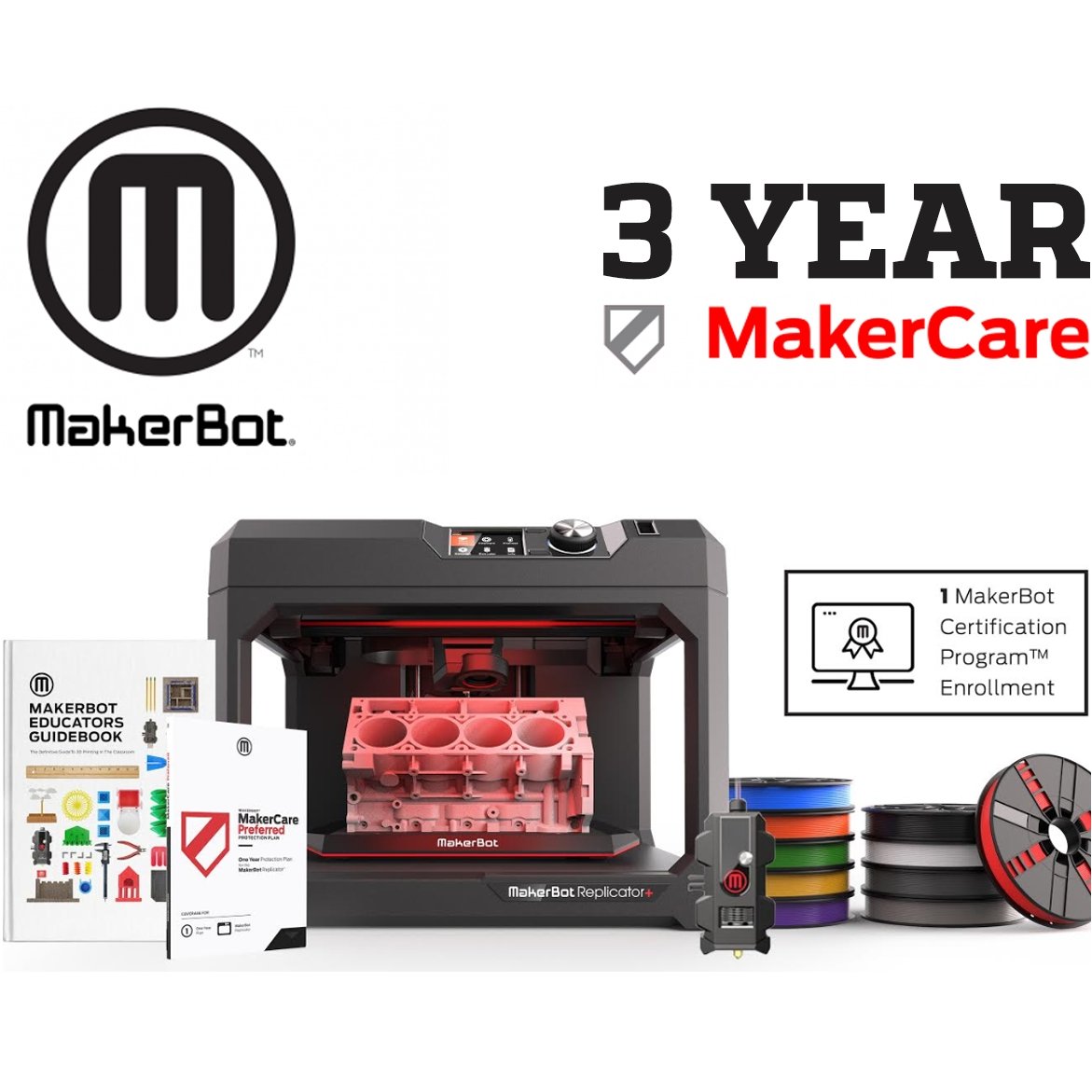 MakerBot Replicator+ Starter Bundle: Three Year MakerCare MakerBot