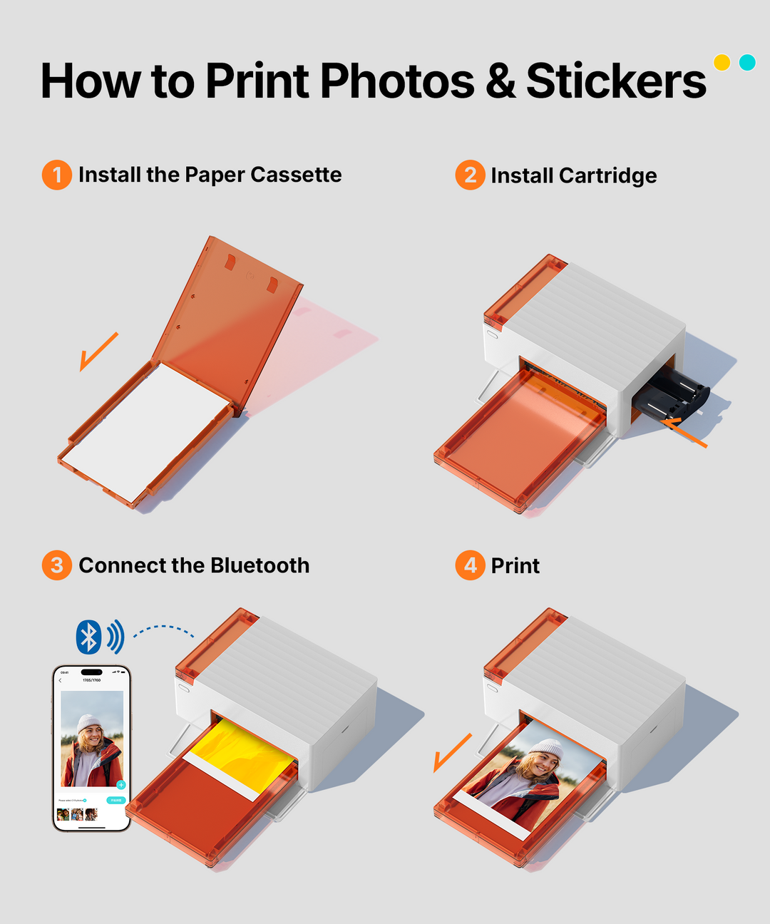 Amber M110 Photo Printer with Photo Paper & Ink Cartridge w/o Battery