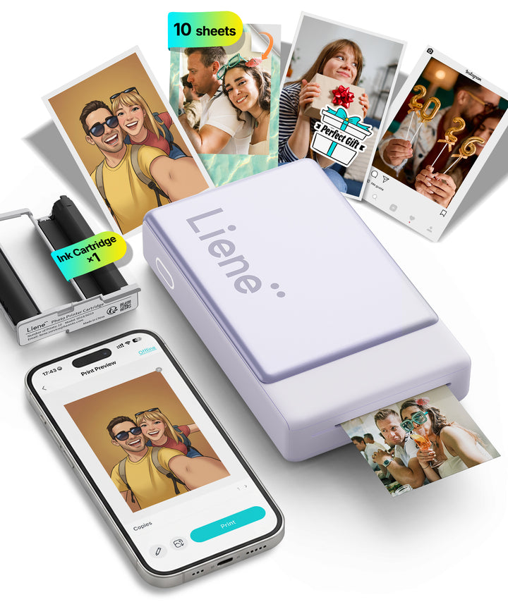 Pearl N200 Pro Photo Printer with Photo Papers & Ink Cartridge (Purple)