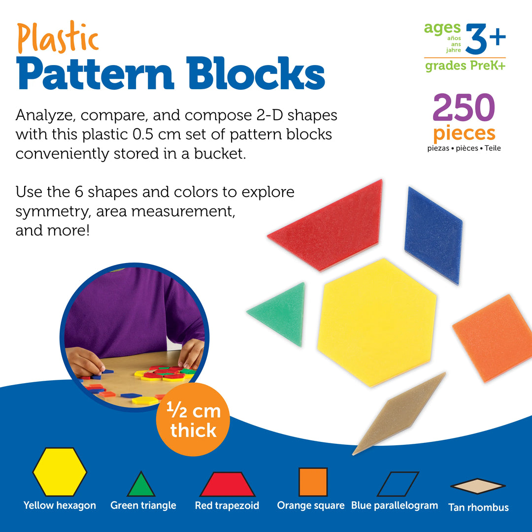 Plastic Pattern Blocks, 0.5 cm, Set of 250