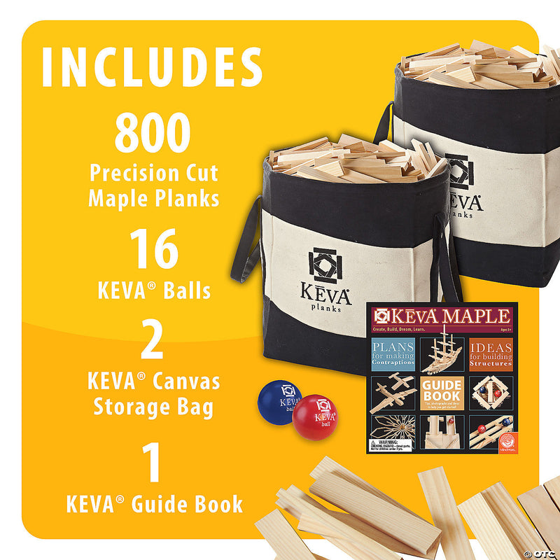 Keva Maple 1000 Plank Set with Wooden Bin