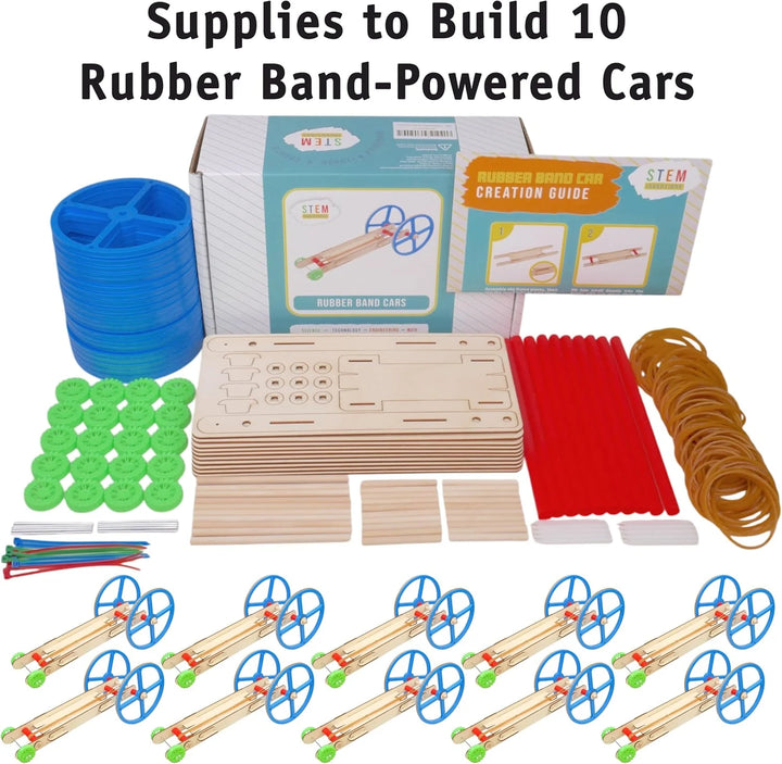 STEM Inventions: Rubber band car kit, 10 pack
