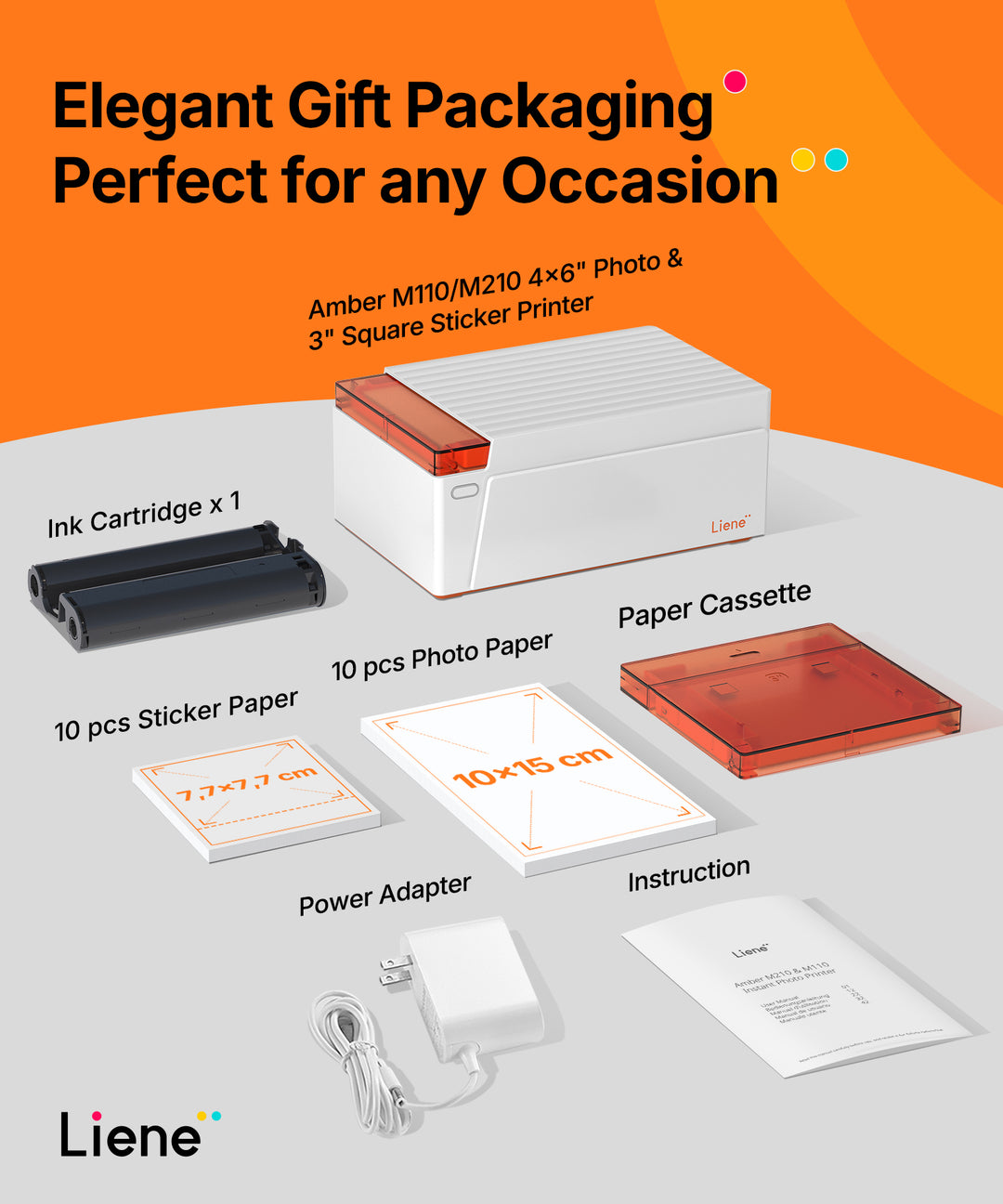 Amber M110 Photo Printer with Photo Paper & Ink Cartridge w/o Battery