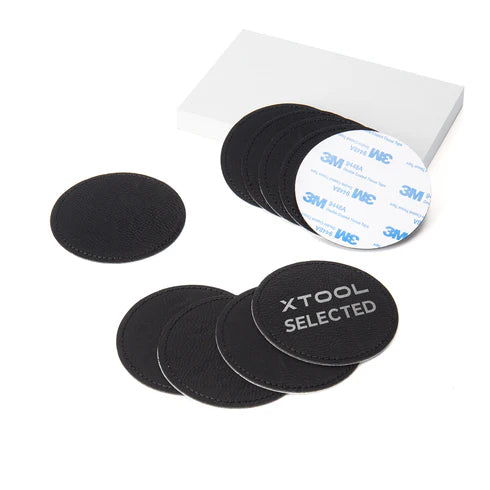 xTool: Black to Silver Laserable Leatherette Round Patch (10 Pack)