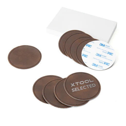 xTool: Brown to Silver Laserable Leatherette Round Patch (10 Pack)