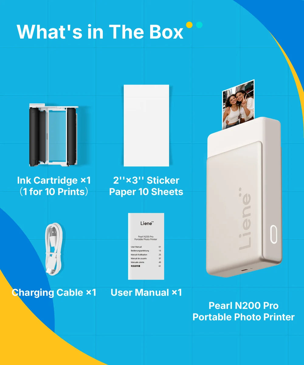 Pearl N200 Pro Photo Printer with Photo Papers & Ink Cartridge