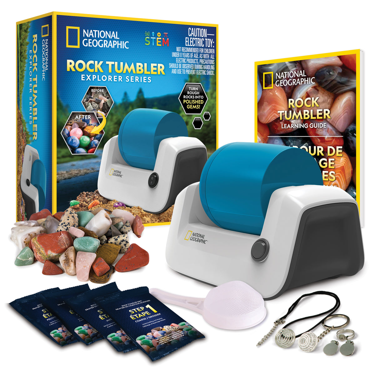 Kit Ricarica Per Tumbler Rocce National Geographic: Include Graniglia A 4 Stadi, Rocce Del Madagascar, Media Ceramica, GemFoam E Accessori Per Gioielli