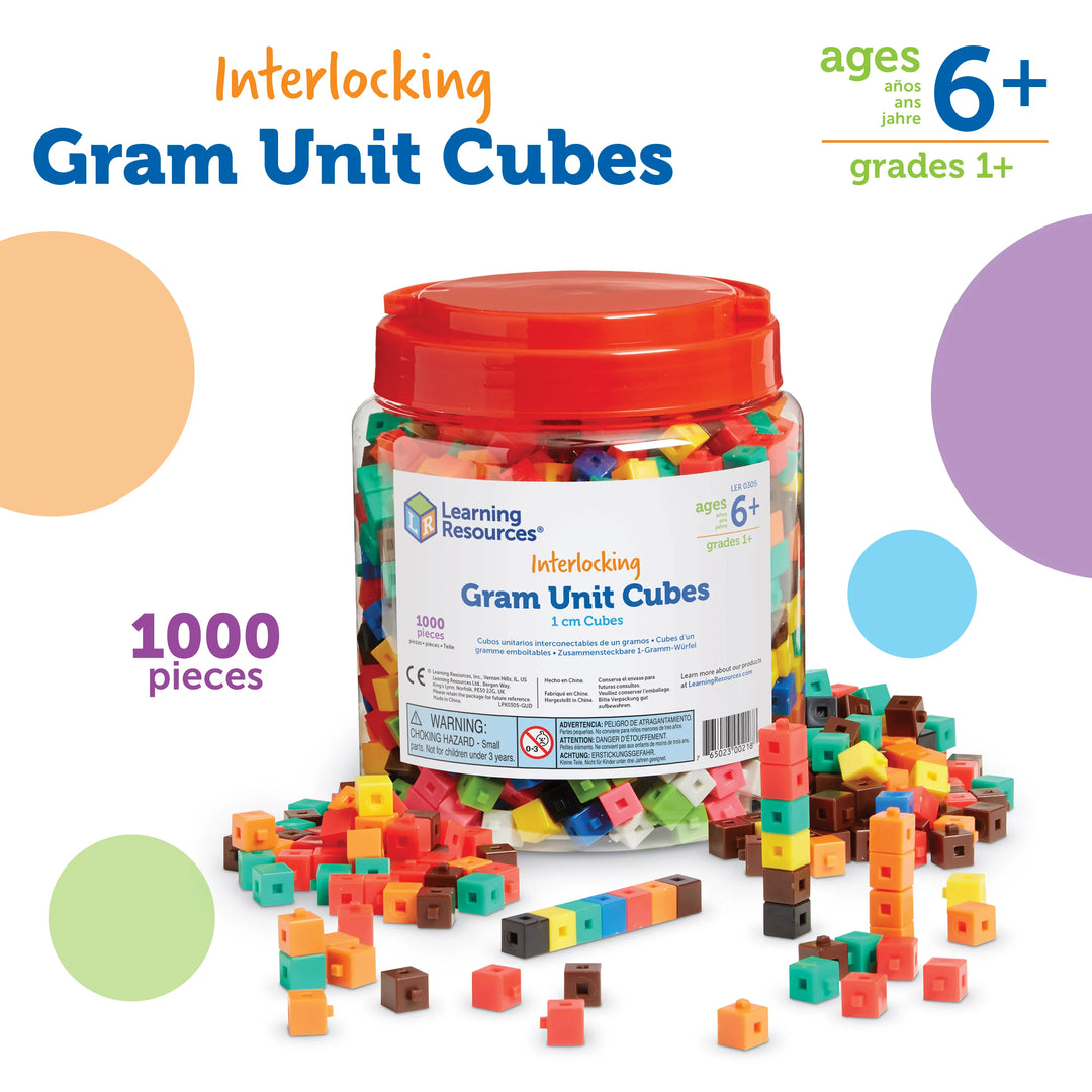 Interlocking Gram Unit Cubes, 1cm, Set of 1,000