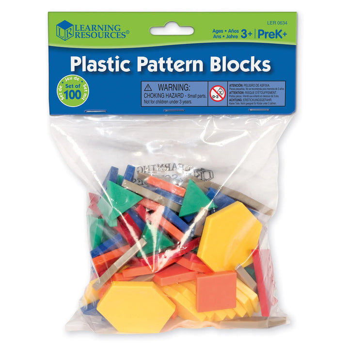 Plastic Pattern Blocks, 0.5 cm, Set of 100