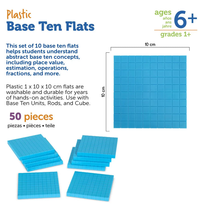 Plastic Base Ten Flats, Set of 10
