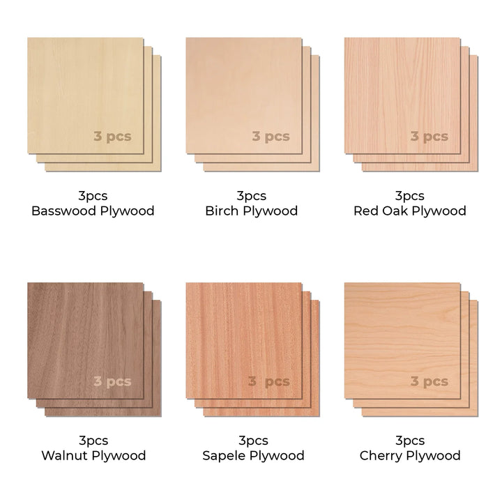 xTool 1/8in Plywood Sheets Trial Kit 18Pk Box