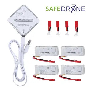 SAFEDrone™ Pack of 4 Spare Batteries with Charger