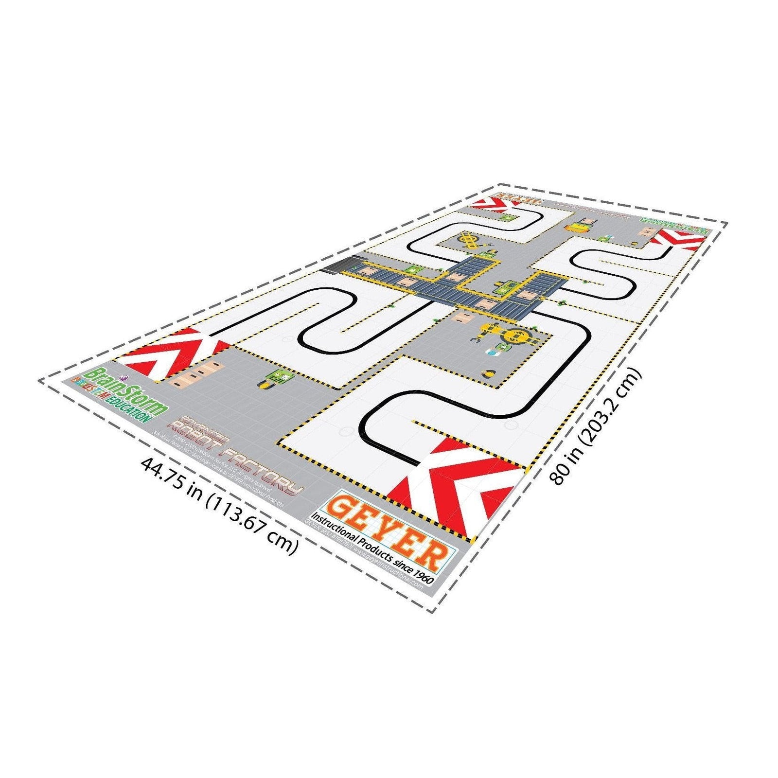 Geyer BrainStorm STEM Education Robotics Activity Mat: Advanced Robot Factory, 80" x 44.75" - STEMfinity