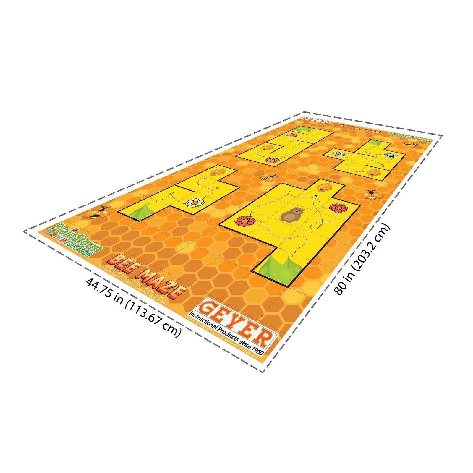 Geyer BrainStorm STEM Education Robotics Activity Mat: Bee Maze, 80" x 44.75" - STEMfinity