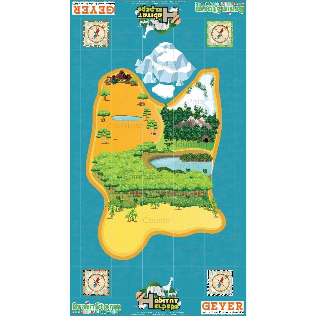 Geyer BrainStorm STEM Education Robotics Activity Mat: Habitat Helpers, 80" x 44.75" - STEMfinity