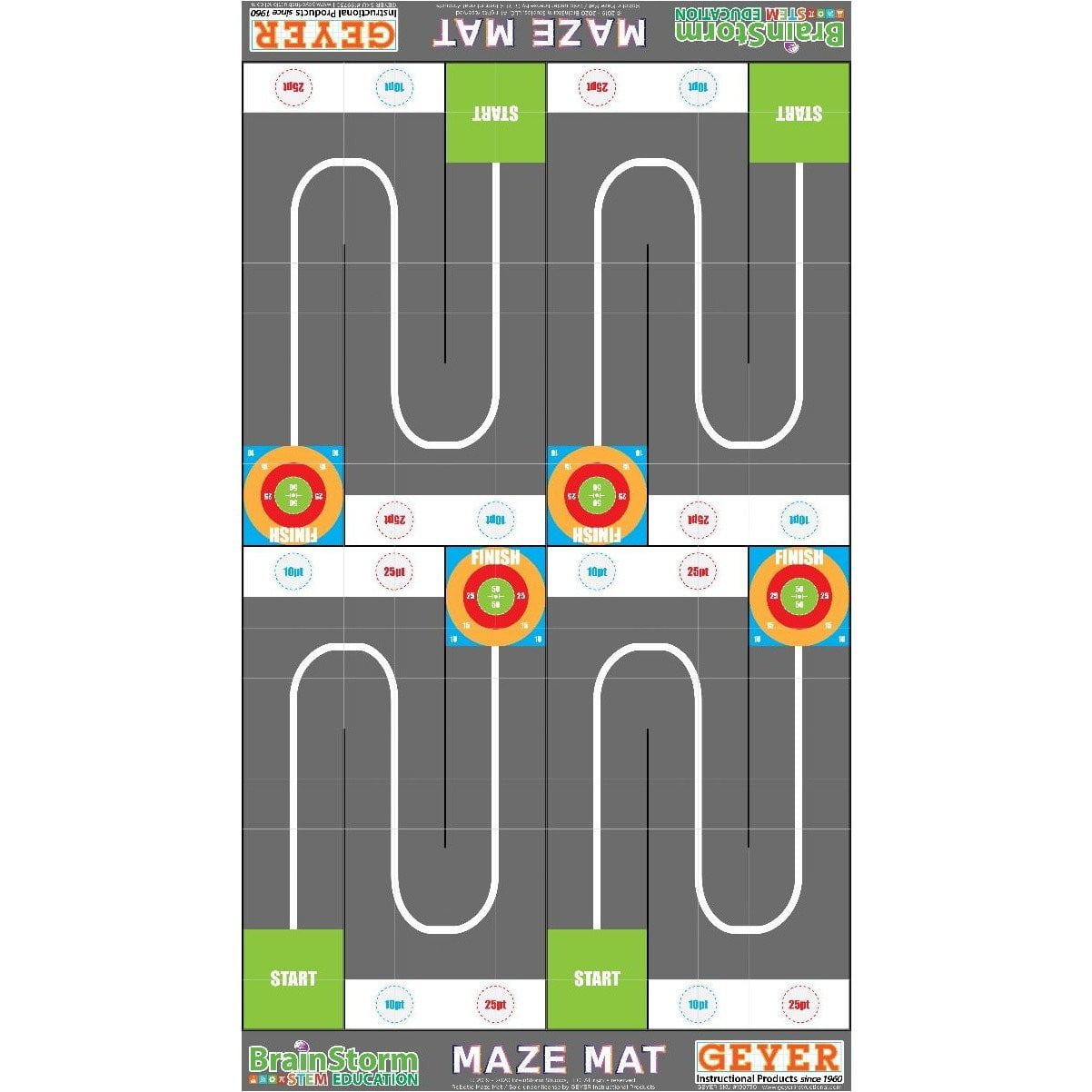 Geyer BrainStorm STEM Education Robotics Activity Mat: Maze, 80" x 44.75" - STEMfinity