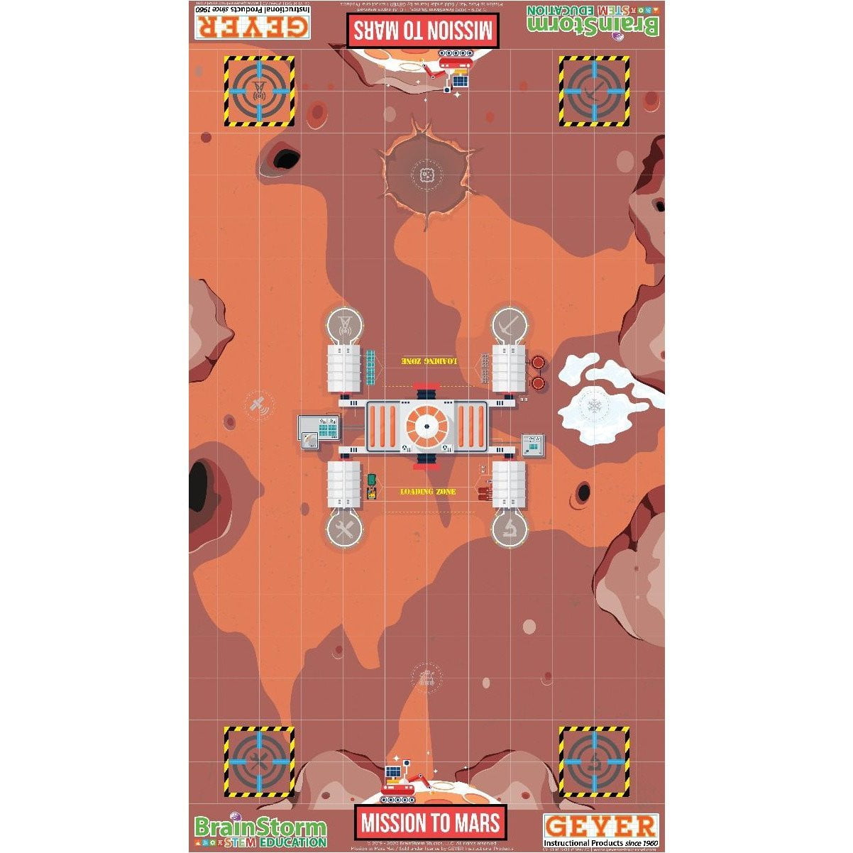 Geyer BrainStorm STEM Education Robotics Activity Mat: Mission to Mars, 80" x 44.75" - STEMfinity