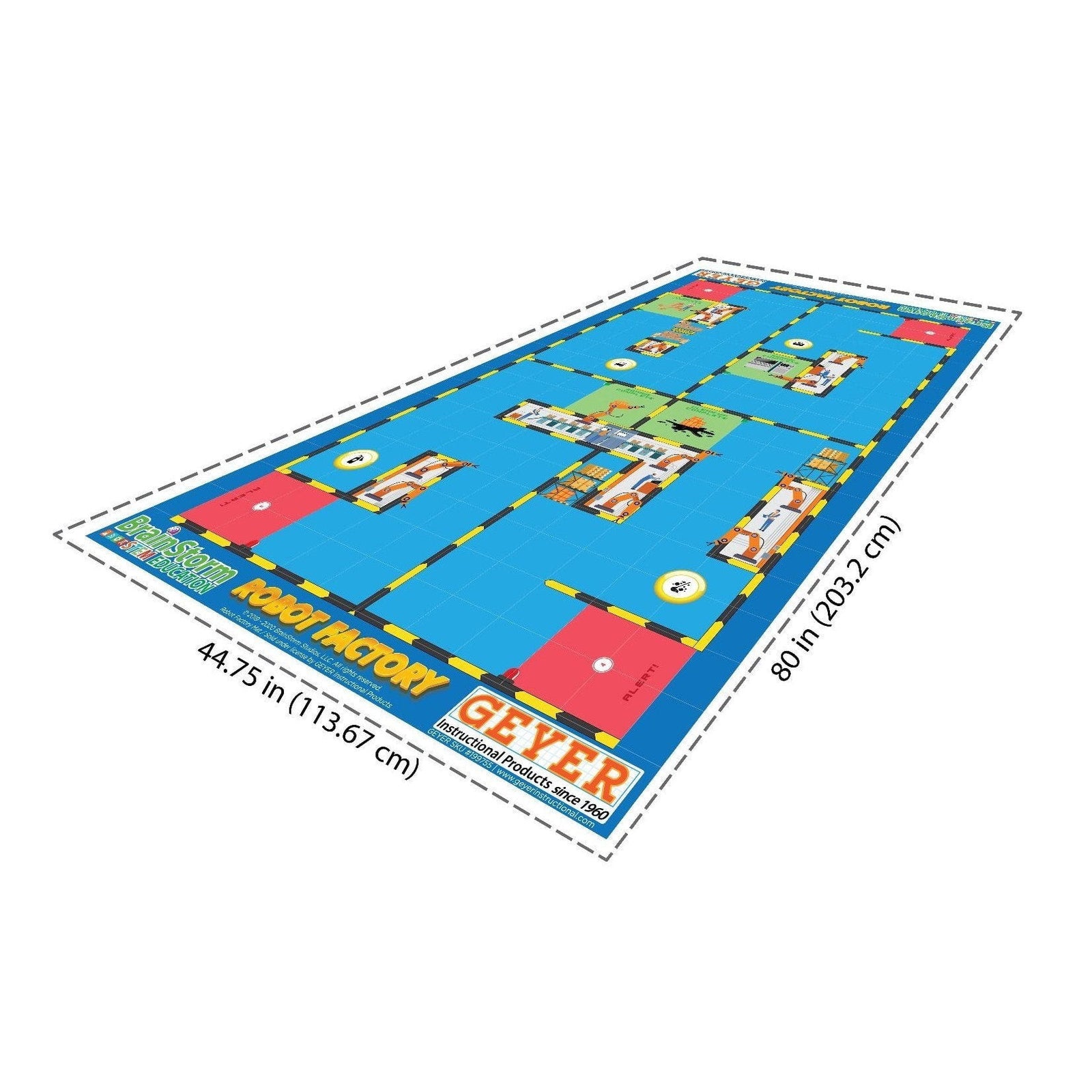 Geyer BrainStorm STEM Education Robotics Activity Mat: Robot Factory, 80" x 44.75" - STEMfinity