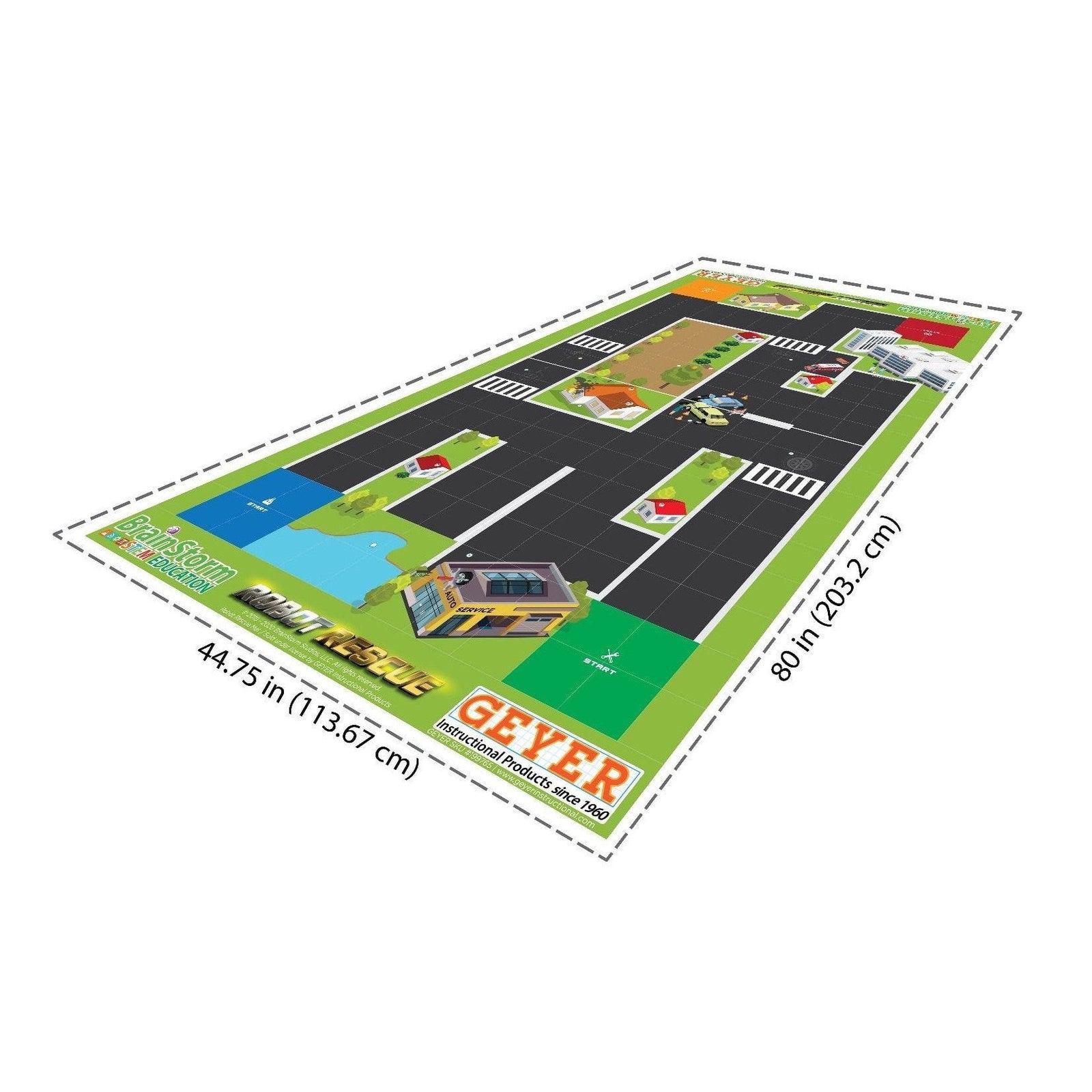 Geyer BrainStorm STEM Education Robotics Activity Mat: Robot Rescue, 80" x 44.75" - STEMfinity