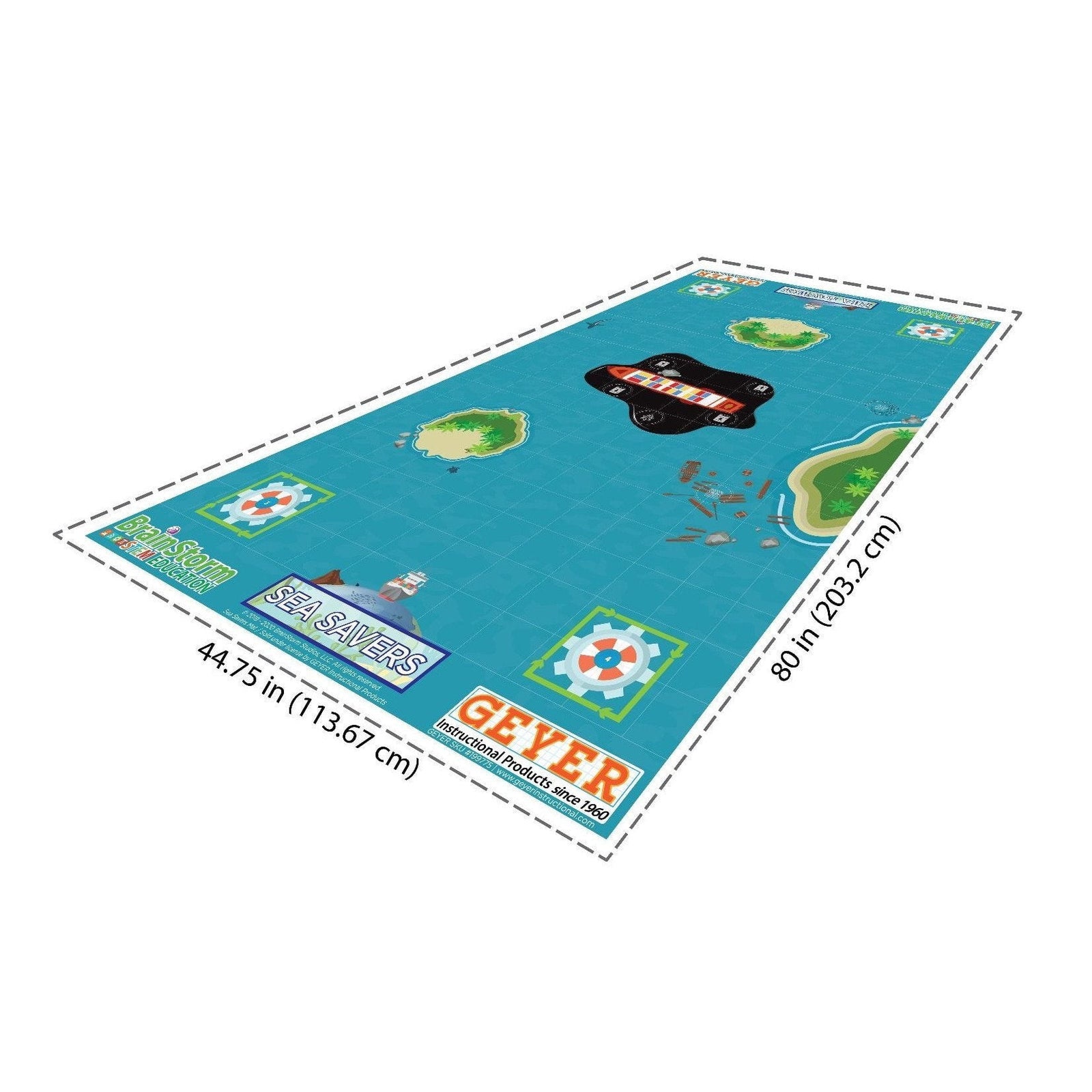 Geyer BrainStorm STEM Education Robotics Activity Mat: SeaSavers, 80" x 44.75" - STEMfinity