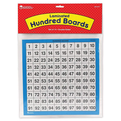 Laminated Hundred Boards, Set of 10 - STEMfinity