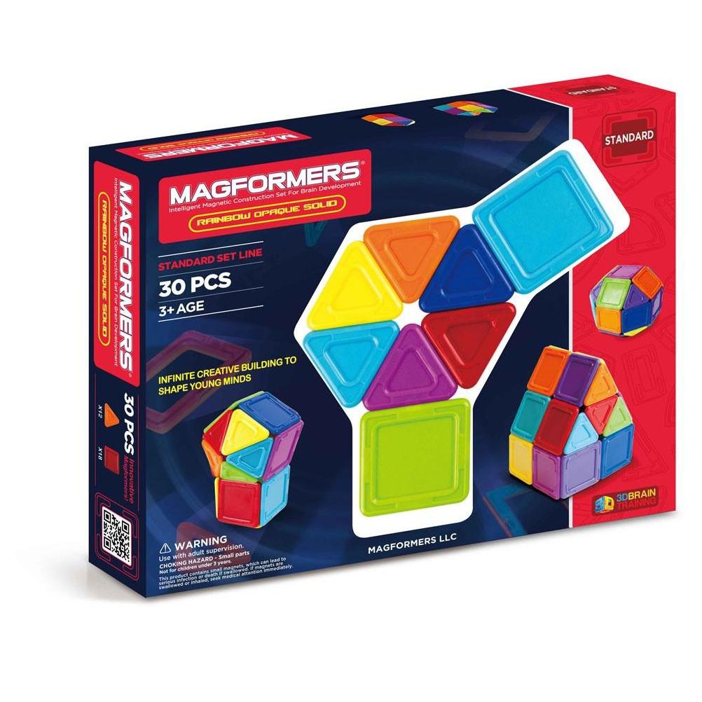 MAGFORMERS Rainbow 30 Piece Solid Opaque Set - STEMfinity