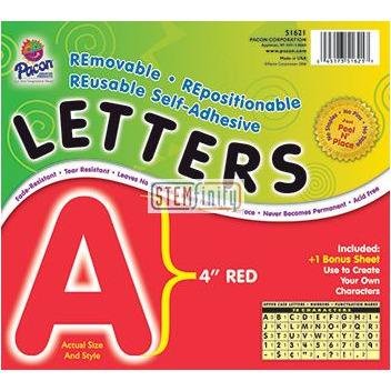 Self-Adhesive Letters - 4", Red - STEMfinity